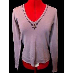 Gianni Bini Women’s Lavender Beaded Blouse Size Medium